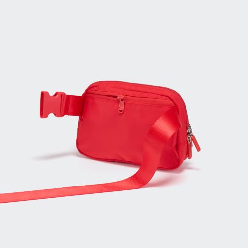Pander Nylon Crossbody Belt Bag with Excess Strap Keepers, 6-Pocket Adjustable Sling Fanny Pack for Travel and Everyday Carry, Red - color: Red