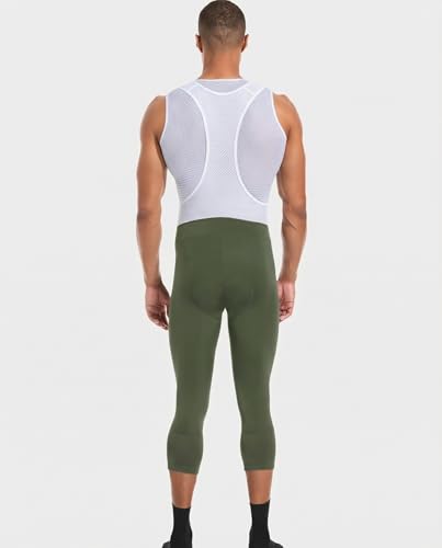 Przewalski Men's Cycling Bib Shorts 3/4 Bike Bib Pants 4D Padded - color: Army Green, size: Medium