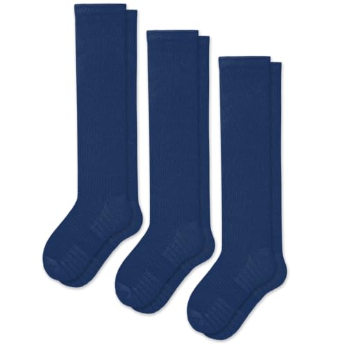 Viasox 3 Pack Compression Socks Women & Men, Circulation Support, 12-15mmHg Neuropathy (Navy, Large) - color: Navy, size: Large