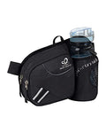 WATERFLY Fanny Pack Waist Bag: Waist Pack for Women Men with Water Bottle Holder Hiking Fanny Pack for Running Walking DogWalking Travel Cycling - color: black