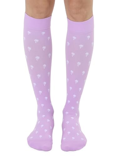 Living Royal Compression Socks - Graduated Compression 15-20mmHg, Padded Cushion Bottom Fun Socks, Moisture-Wicking - color: Palm Tree
