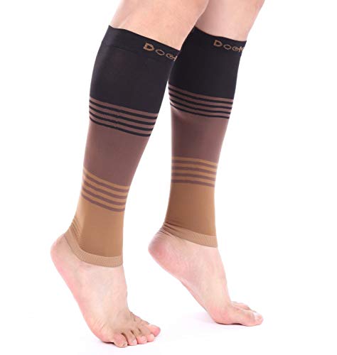 Doc Miller Calf Compression Sleeve 20-30 mmHg for Men & Women, 1 Pair - color: Black.Brown.Tan, size: Small