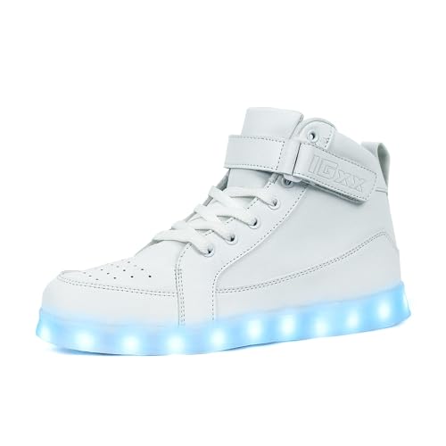 IGxx LED Light Up Shoes for Kids Boys Girls Sparkly Sneakers - color: White, size: 11.5 Little Kid