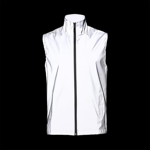 Men's Four Seasons Can Be Used for Outdoor Night Running, Cycling, Night Shiny Vest Couple Sleeveless Jacket - size: Large