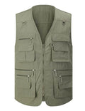 Gihuo Men's Fishing Vest Utility Safari Travel Vests with Multi Pockets - color: Army Green, size: Small