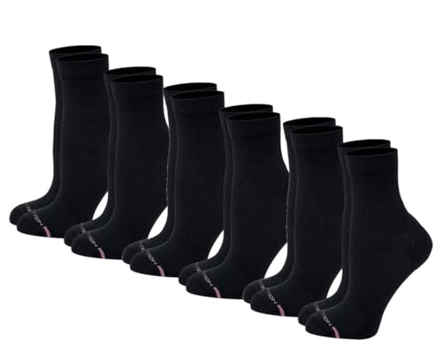 Mid-Crew Compression Socks | Half-Cushion | Dr Motion ( 6 Pairs ) - color: Solid Black