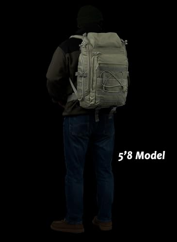 35L Tactical Backpack Military Rucksack MOLLE Quick-Access Flap EDC Pack for Hiking Camping Travel Work Bugout Emergency - color: Olive Green