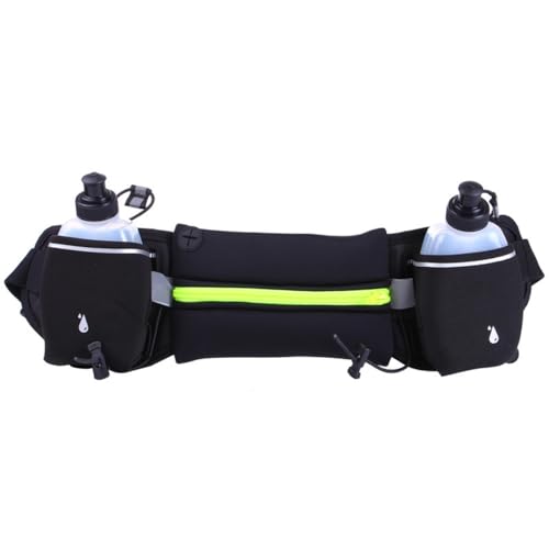 DONGKER Running Waist Bag,Waterproof Waist Pack with 2 Water Bottle Holder & Adjustable Strap & Headphone Hole for Hiking Running Walking Jogging Camping