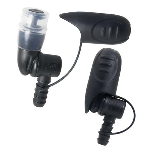 Hydration Bags Bite Valve Mouthpiece Replacement Bite Valve Replacement - style: 2 Pack (Black with Cover)