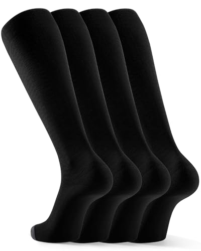 FITRELL 15-20mmHg Compression Socks for Women & Men 4 Pairs - color: Black*4, size: Small-Medium
