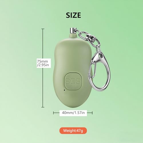 Rechargeable Personal Alarm, 130dB SOS Safety Alarm,LED Light, Security Siren Keychain for Women and Elderly,Security Siren Keychain ,Self Defense Alarm (Green) - color: Green
