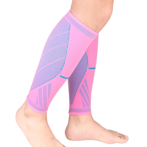 NuCamper Calf Compression Sleeve, Footless Compression Socks for Men Women - color: Pink, size: Medium