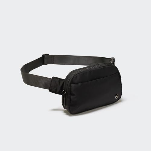 Pander Nylon Fanny Pack Belt Bag for Women with 5 Zipper Pockets - color: Black Onyx