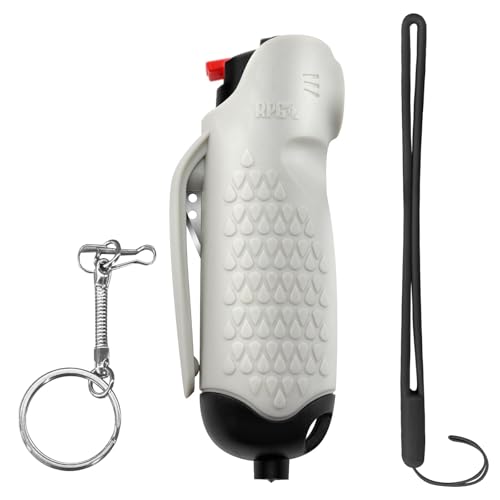 Pepper Spray, Self Defense OC Pepper Spray Keychain, 12 ft Range, 0.5 fl oz - color: French Gray