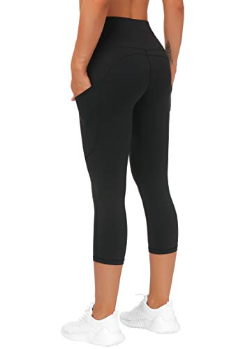 THE GYM PEOPLE Women's Thick High Waist Capris Yoga Pants Workout Leggings - color: Black, size: 3X-Large