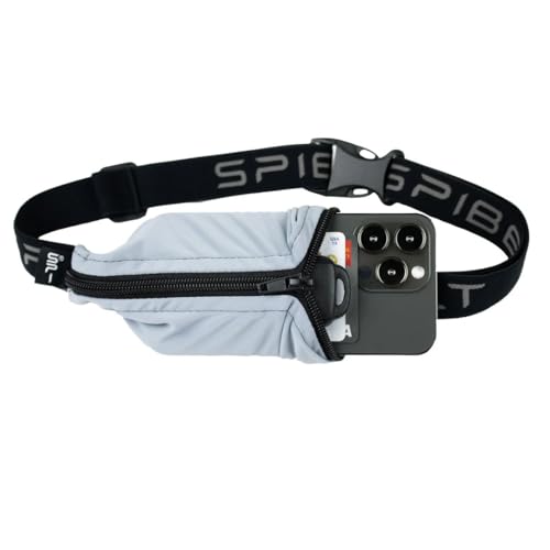 SPIbelt Running Belt Original for Women Men, Phone Holder for Running, Running Fanny Pack, Running Waist Pack, Adjustable, [Fits All Phones]. Made from Recycled Materials. Seafoam with Black Zipper - color: Seafoam with Black Zipper