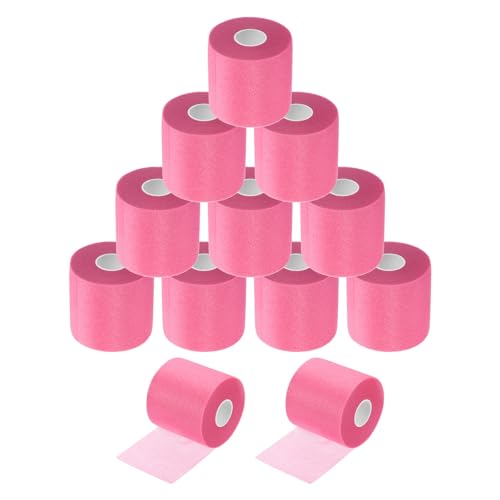 MECCANIXITY 12 Rolls Pre Wrap Athletic Tape 30 Yard x 2.8" Foam Under Wrap Tape Sports Prewrap Headband for Ankles Wrists Hands Knees - color: Light Pink