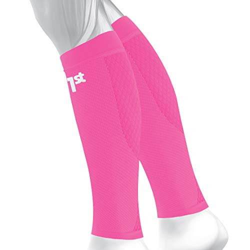OS1st Calf Compression Sleeves for Men & Women relieves shin splints, leg fatigue and reduces recovery time - color: Pink, size: Medium
