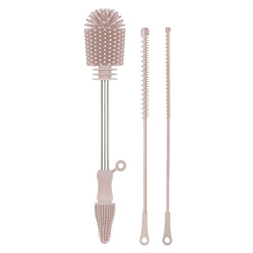 Haakaa Food-Grade Silicone Cleaning Brush Kit 3-Piece (Kit-Blush) - color: Kit-blush
