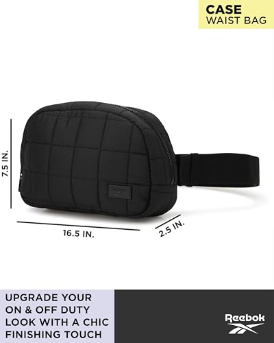 Reebok Belt Bag Fanny Pack for Women & Men, Adjustable Crossbody - color: Case Black