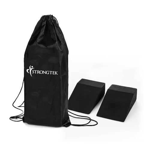 StrongTek Yoga Wedge Blocks, Soft EVA Foam, Set of 2 with Carry Bag