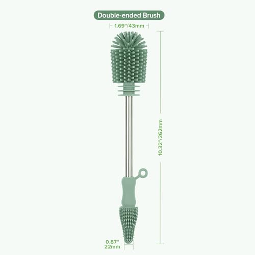 Haakaa Silicone Cleaning Brush for Baby Bottles & Crevices, Pea Green, 1PK - color: Pea Green, size: 1 Piece Set