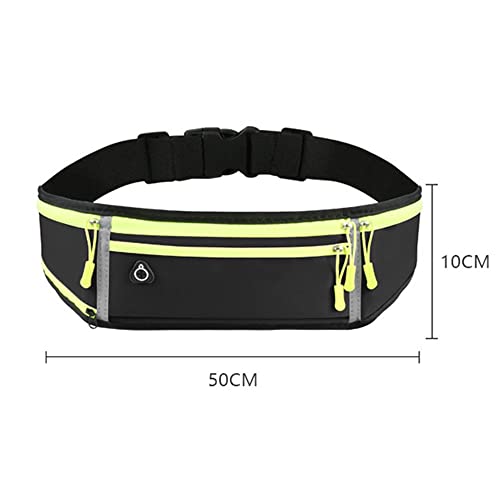 Running Belt, Hydration Waist Pack with Water Bottle Holder and Headphone Port for Men Women Waist Pouch Fanny Bag Reflective (Black)