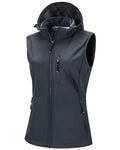 33,000ft Women's Hooded Lightweight Softshell Vest Fleece Lined for Running - color: Dark Grey, size: Medium