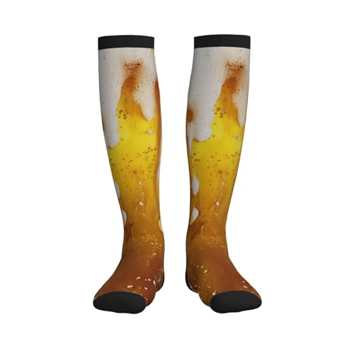 Compression Socks Knee High Support Socks Women Circulation Stockings for Athletic Running Cycling Flying - color: Beer