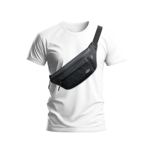 Entchin Water-Resistant Fanny Pack, 4-Zipper Belt Bag - color: Large Black
