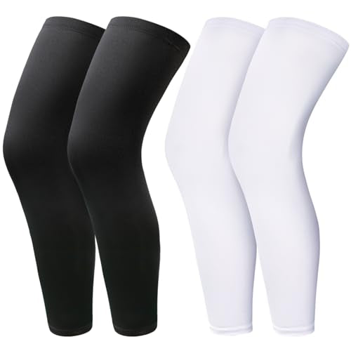 2 Pairs Leg Sleeves,Full Length Leg Compression Sleeve,Sports Long Knee Sleeve with Anti-slip Silicone Strips - size: Large