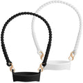 2Pack Water Bottle Handle - Soft Silicone Holder, Sling, Lanyard Fits Most 8-40oz Bottles, Compatible Stanley Cup - color: Black+White