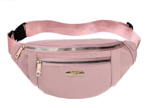 Crossbody Fanny Packs Waist Pack for Women, Waterproof Waist Bag with Adjustable Strap for Travel Sports Running - color: cute pink
