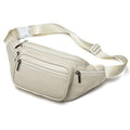 Leather Fanny Pack Waist Bag for Men Women Outdoor Travel Hiking Camping Walking Running Hip Bum Belt Slim Cell Phone Purse Wallet Pouch (Beige) - color: #01Beige