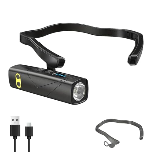 LED Rechargeable Ear-Mounted Headlamp with Motion Sensor, 5 Modes White & Red Light, Lightweight Ear-Hook Headlamp for Running, Camping, Hiking, Work, Repair – Hands-Free & Waterproof