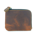 JJNUSA Genuine Leather Zipper Coin Purse Wallet With Key Car Smart Holder, Change Purse, Coin Pouch Holder For Men (Brown) - color: Brown