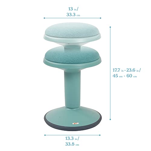 ECR4Kids Sitwell Wobble Stool with Cushion, Adjustable Height, Active Seating, Seafoam - color: Seafoam