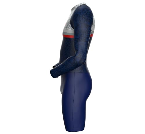 Sparx Long Sleeve Winter Cycling Thermal Skinsuit Pro Team Bicycle Suit Bike Racing Suit Cycle Kit 3D Pad - color: Navy Dragon, size: X-Large