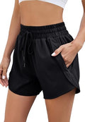 Halife Women's High Waisted Quick Dry Athletic Running Shorts with Pockets - color: Black, size: Large