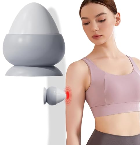 Mountable Massage Ball with Suction Cup, Trigger Point Therapy Tool, Manual Self Targeted Pressure Massager for Stress Relief, Muscle Knot, Myofascial Release, Deep Tissue Massage (Gray) - color: Gray