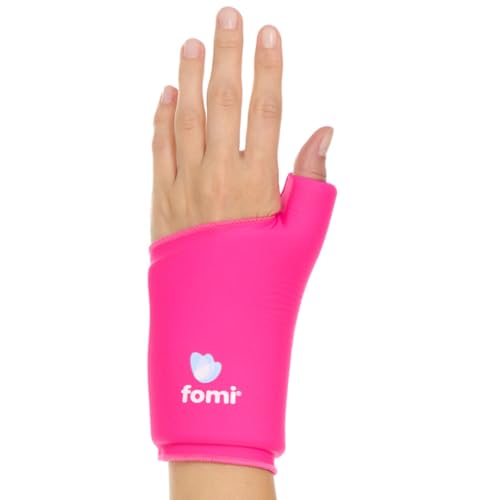 FOMI Wrist Solid Gel Ice Pack | Hot Cold Hand and Thumb Compression Sleeve Wrap for Carpel Tunnel, Arthritis, Tendonitis, Bruises, Swelling, Sports Injuries Pain Relief (Pink - Small/Medium) - color: Pink - Small/Medium