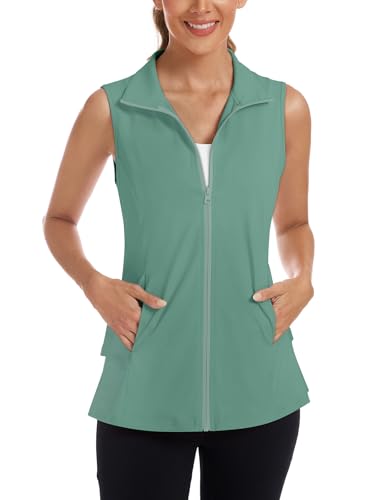 LURANEE Women's Golf Vest Athletic Top with Peplum Hem & Deep Pockets - color: Sage Green, size: X-Large