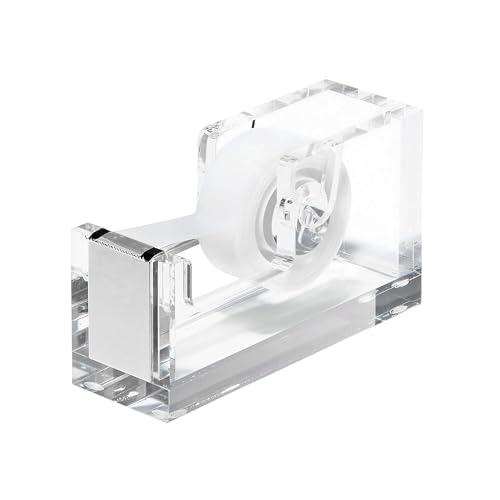 OfficeGoods Acrylic Tape Dispenser, Aesthetic and Compact Design, Silver - color: Silver