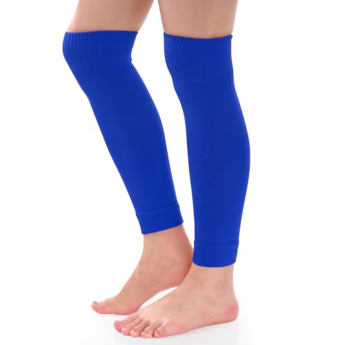 phnydreg 3 Pairs Leg Sleeve Shin Pre Cut Socks for Kids Youth Men Women Soccer Running Cycling - color: Blue