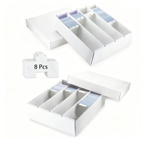4 Row Trading Card Storage Box, 2 Pack 3200 Count Supporters&Divider white - size: 2 piece 12in for Standard