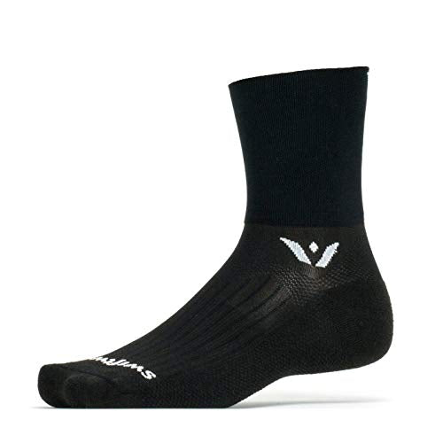 Swiftwick ASPIRE FOUR Trail Running, Cycling Crew Socks, Firm Compression Fit - color: Black, size: Medium