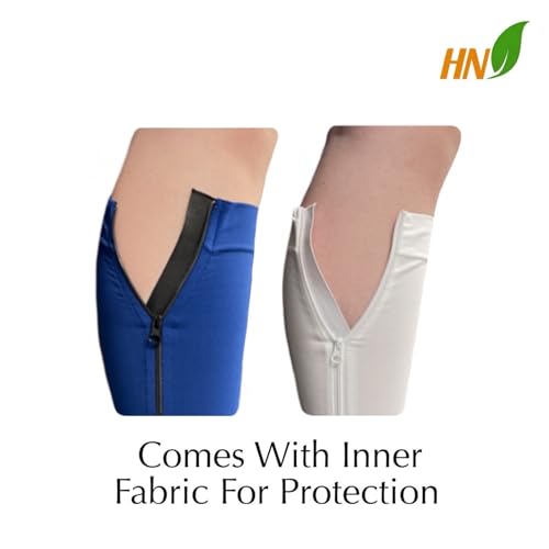 HealthyNees Seniors Care Footless 20-30 mmHg Compression Shin Calf Leg Men Women 1 Pair Zipper Sleeves (Navy, Small-Medium) - color: Navy, size: Small-Medium