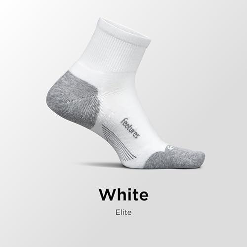 Feetures Elite Max Cushion Quarter Running Sock, 1 Pair - color: White, size: Small