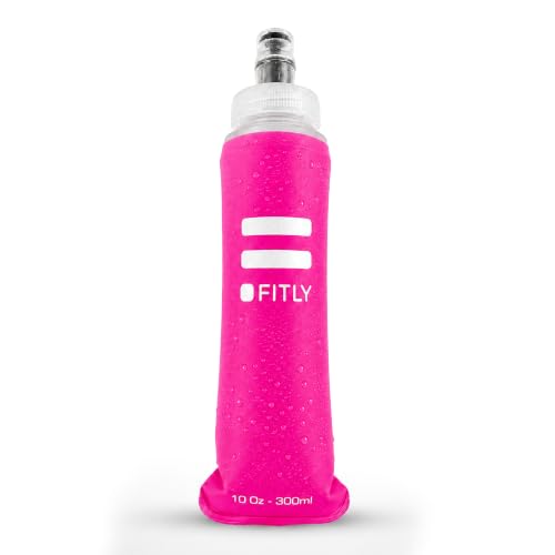 FITLY Soft Flask Running Water Bottle - Collapsible Hydration Flask - color: Pink, size: 10 Ounces