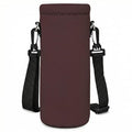 AUPET Water Bottle Sling Bag Carrier Crossbody Sleeve,Insulated Neoprene Bottle Case Holder Pouch Cover 500ML/17oz with Shoulder Strap for Walking Women Men - color: Dark Cherry Brown